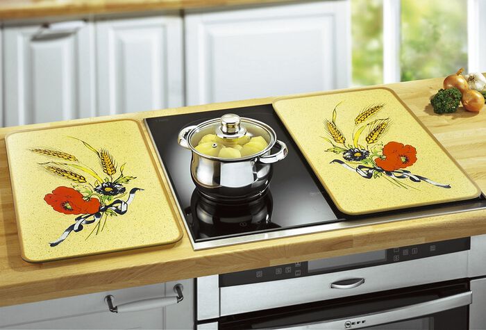 2er-Set Herd-Abdeckplatten mit Kornblumen-Motiv KORNBLUME